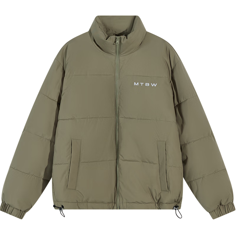 美特斯邦威棉服男女同款冬季新款簡潔立領加厚外套抗寒上衣 綠色 2XL 185 104B