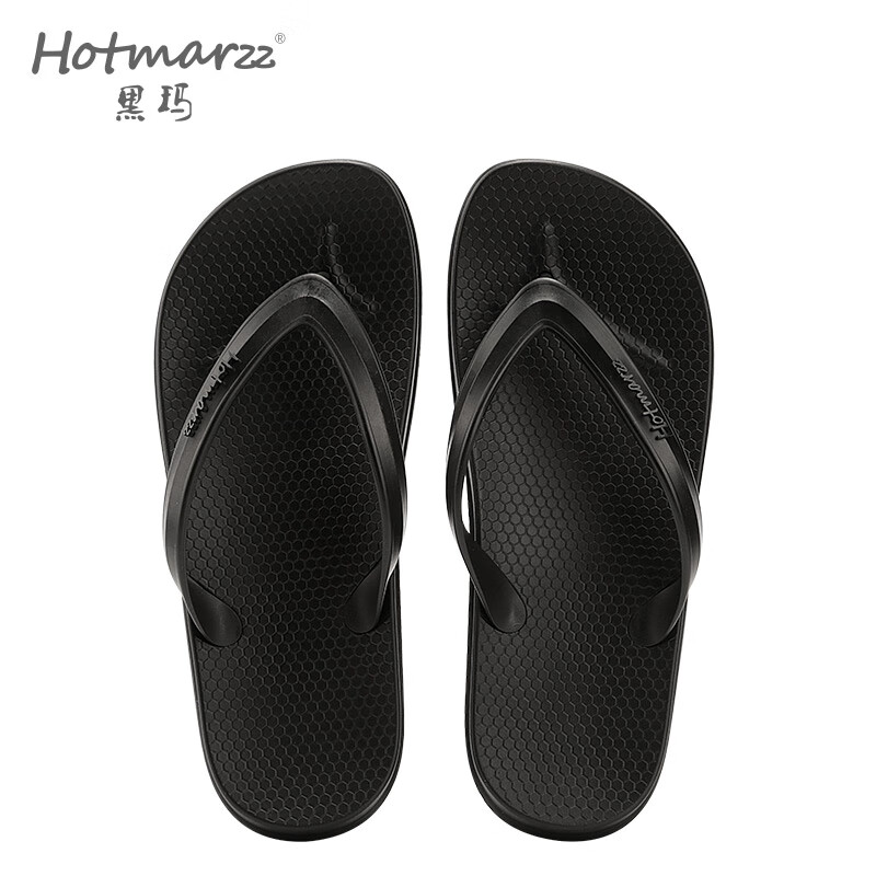 黑瑪（Hotmarzz）新品男士人字拖軟底防滑耐磨夏季夾腳外穿夾板運動(dòng)沙灘涼鞋男新款 黑色 39