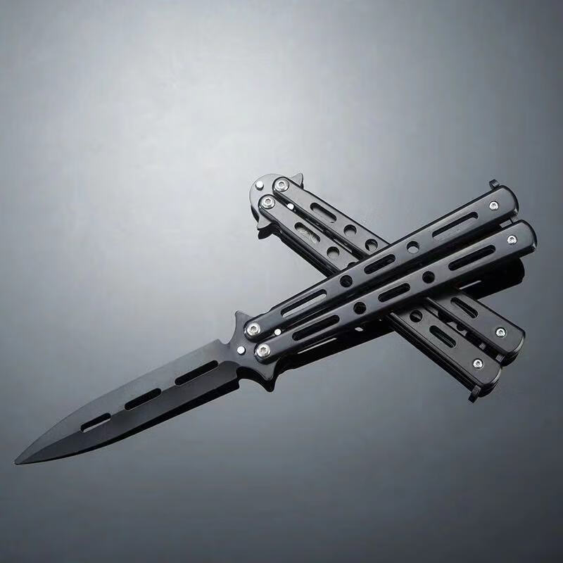 溥畔csgo同款蝴蝶玩具新手练习折叠式cf蝴蝶梳子重型全钢学生版不开刃 黑双 单把+螺丝刀+润滑油+收纳袋+教程