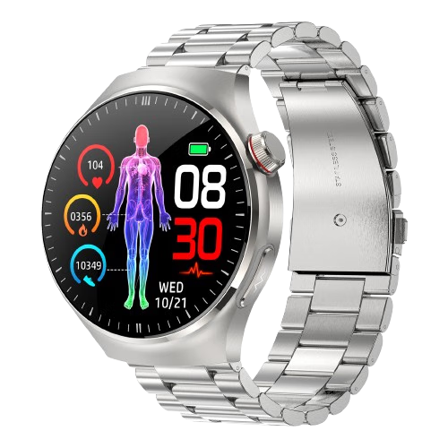 BLEBO【2025旗艦升級】檢測血糖血壓智能通話(huà)手表高精工藝尿酸血氧心率呼吸睡眠體脂體溫心率檢測手表 圓形-銀色鋼帶【血糖尿酸血脂+藍牙通話(huà)】