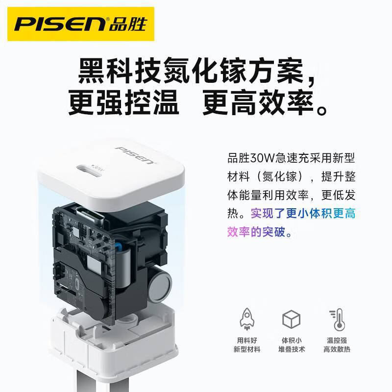 品胜冠品胜PD30W氮化镓快充头适用iPhone15苹果16闪充20W充电器头 【PD20W折叠快充头】云初白
