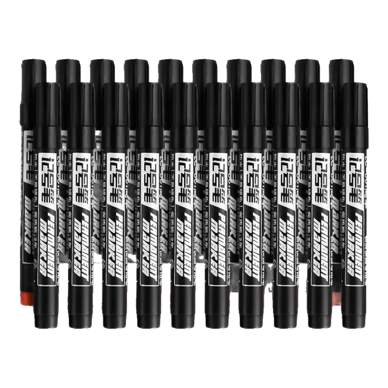 100支防水记号笔黑色油性不可擦大头笔物流快递笔专用加长马克笔 油性【黑色】防水-大容量 20支黑色+10支红色【不掉色】