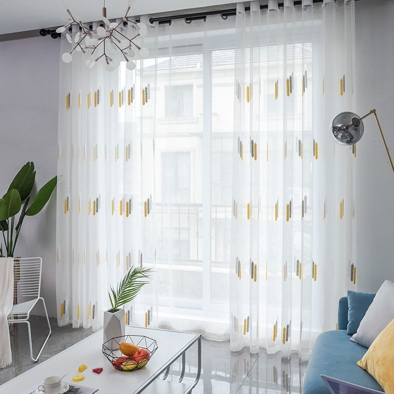 轻奢ysliwc窗帘纱帘绣花风窗纱卧室客厅窗帘布蚊简约现代抖音网红sn