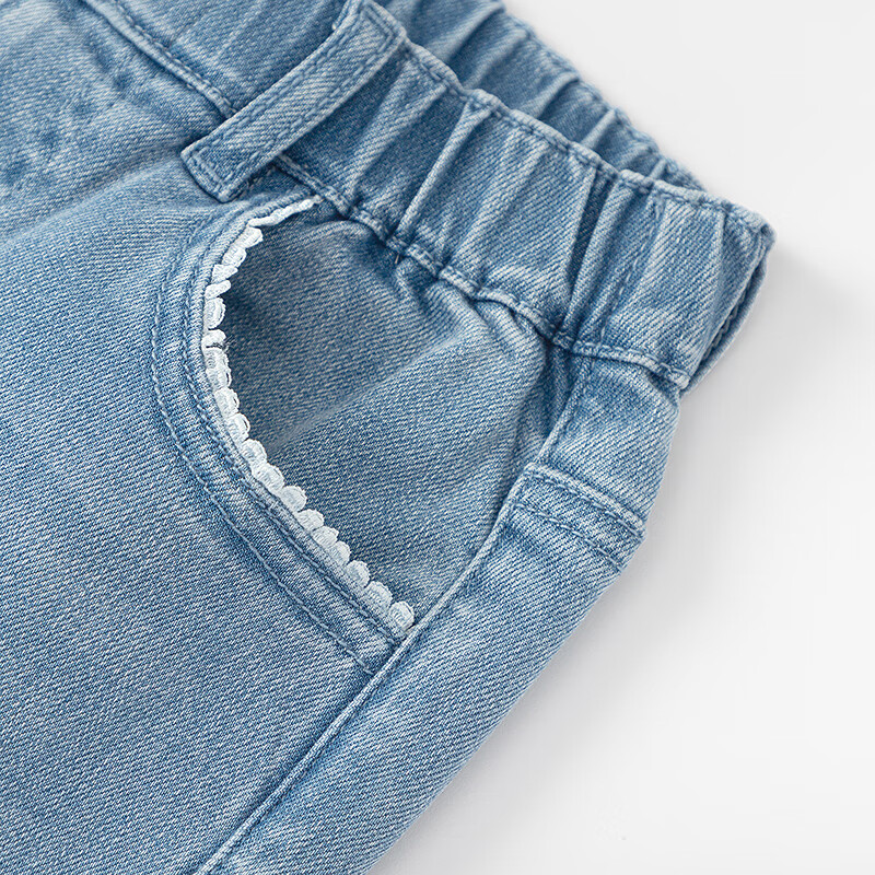巴拉巴拉balaone儿童牛仔裤女童喇叭裤2025秋新款大童甜美长裤子 牛仔浅蓝88101 165