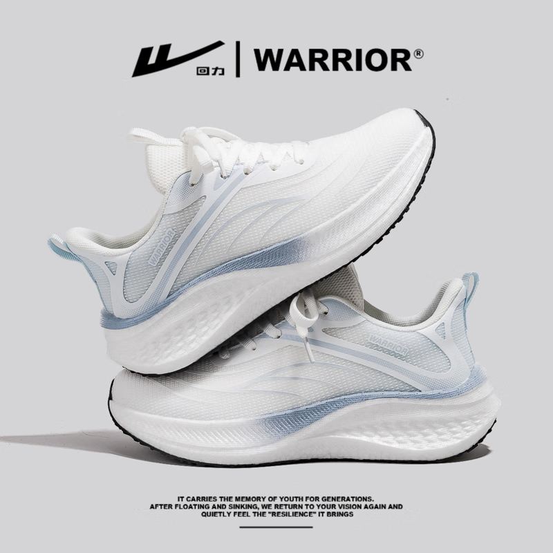 回力(Warrior)女鞋夏季初中生运动鞋女款2026新款轻便软底减震体育跑步鞋子 白蓝 37