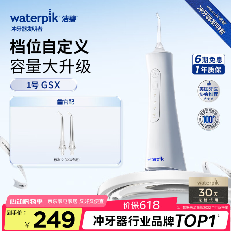 洁碧（Waterpik）手持便携式电动冲牙器水牙线洗牙器洁牙机清洁口腔预防牙结石GSX【独家新品】 情人节礼物 520礼物
