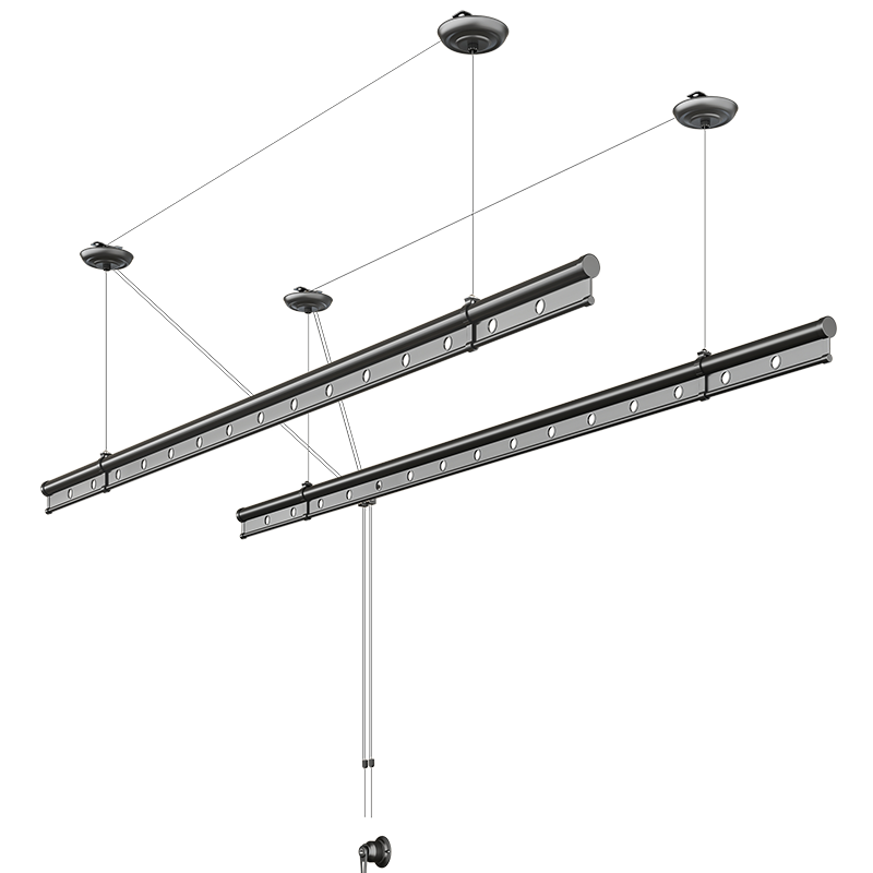 卡瑞琪（COURAGE）晾衣架手搖陽臺(tái)升降晾衣桿手動(dòng)雙桿曬衣架家用專用涼衣桿 2米黑