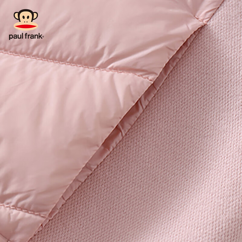 大嘴猴(paul frank)童装儿童羽绒服2025秋冬款女男女童羽绒内胆洋气保暖舒适轻薄外套 浅粉 130