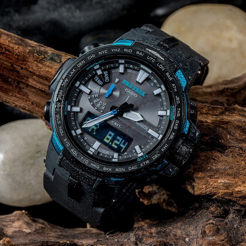 卡西欧(casio)男表protrek登山六局电波太阳能多功能户外运动男士手表