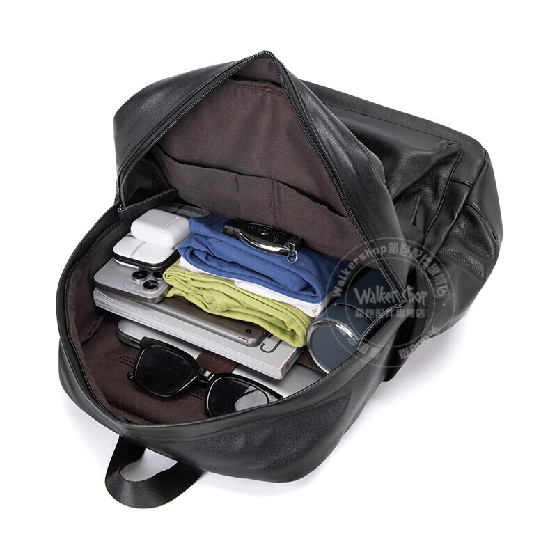 Walker Shop【品牌精选】男士双肩包男商务牛皮旅行包大容量书包电脑包背包男 雅致黑【京仓发货/礼盒包装】 30*16*45