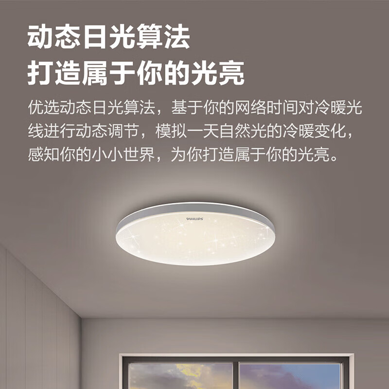 飞利浦客厅吸顶灯全光谱护眼智能卧室灯已接入APP流萤【包安装】 48W 18㎡内适用 3300lm 流萤星空款