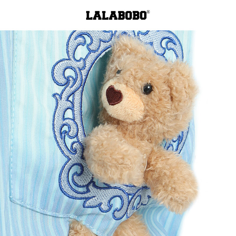 拉拉波波【张泽禹同款】LALABOBO衬衫25年夏新款原创清新渐变印花长袖上衣 蓝色 S