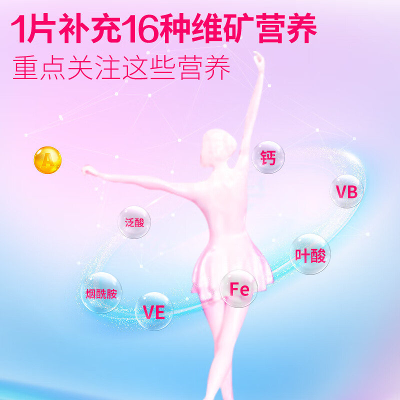 汤臣倍健多维女士多种维生素矿物质片120粒 女性成人补充多种维生素钙铁锌 女士多维120粒礼盒装