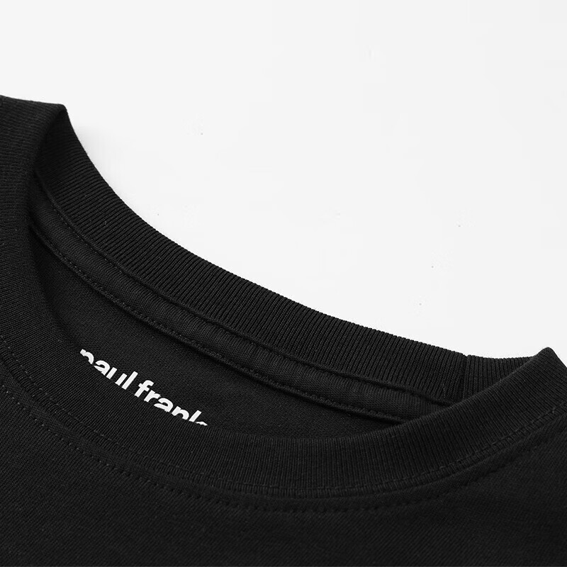 大嘴猴(paul frank)童装短袖T恤2025夏款中大童舒适透气印花纯棉时尚男女童夏季上衣 048F黑色 110