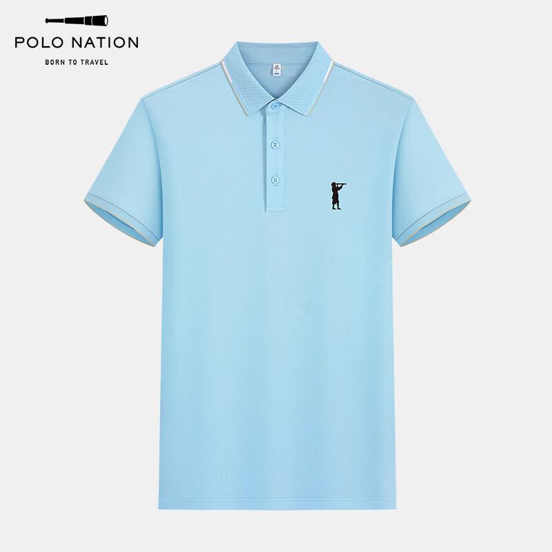 POLO NATION法国品牌7A抗菌短袖POLO衫夏季新款冰丝短袖透气通勤商务上衣T恤 白色 M (48)