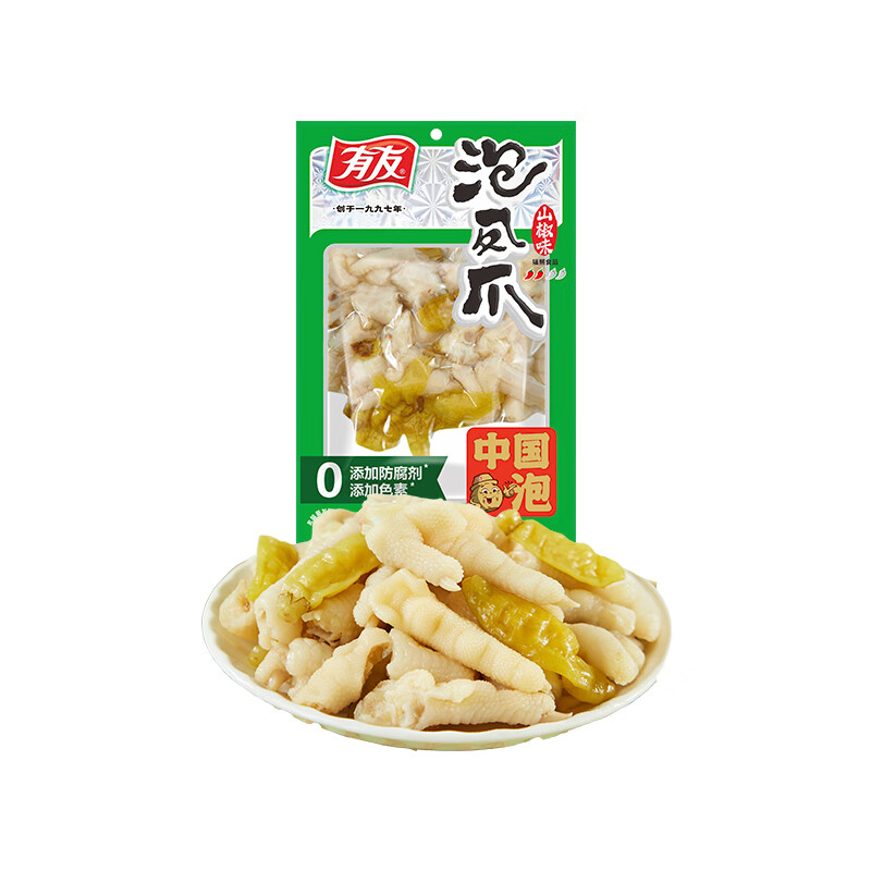 有友泡椒凤爪筋骨棒鸡爪山椒酸辣猪皮晶鲜笋竹笋解馋零食旗舰店R 山椒凤爪70g