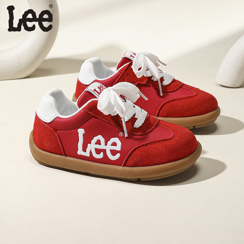 LEE KIDS童鞋秋季新款时尚德训鞋中大童防滑休闲运动鞋女童轻便板鞋男童 红色 29 【建议脚长178.3mm】