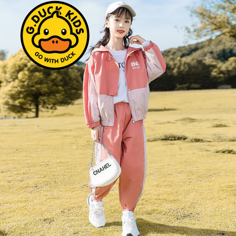 G.duck品牌童装3-14岁女童秋装套装春秋款8儿童外套裤子9女孩洋气两件套 83201 蓝色 140