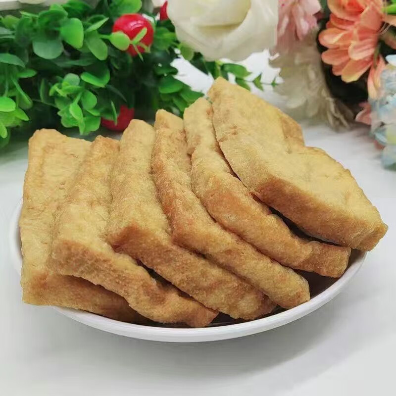 十里饞河南油炸豆腐片特產空心豆腐豆腐干油豆腐手工豆腐絲半成品擺地攤 炸豆腐片_250克嘗鮮(真空包裝)手
