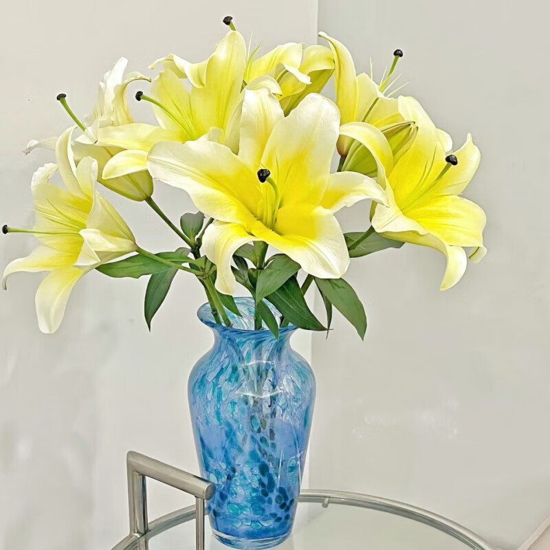 黄天霸香水百合鲜花云南昆明基地直发水养真花办C级中花头长50 黄色黄天霸6朵5支配草