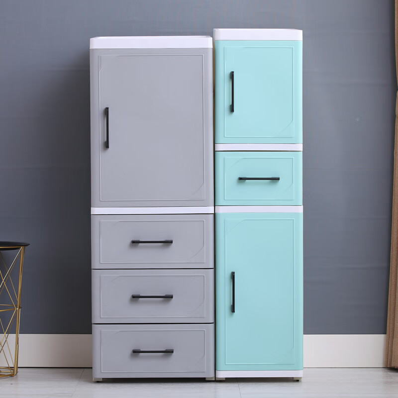 255CM夹缝收纳柜塑料床头柜开门抽屉式厨房整理柜卫生间储物柜 北欧白 25cm短门+1抽