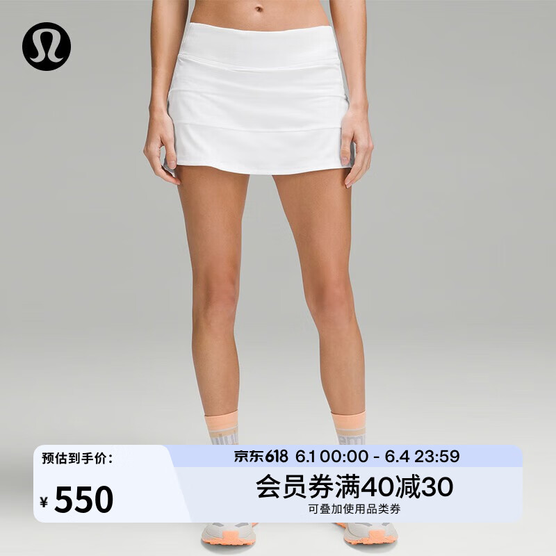 lululemon丨Pace Rival 女士运动中腰短裙 速干芯吸 LW8A84R 白色 XS /4