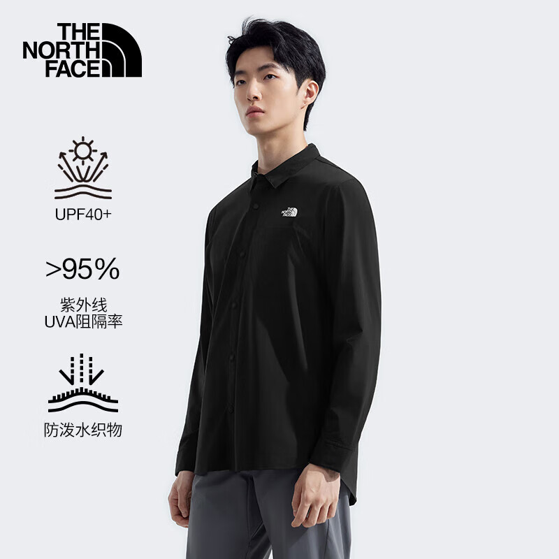 北面长袖衬衫男UPF防晒衣轻薄小方领防泼水 4NCQ JK3 XL