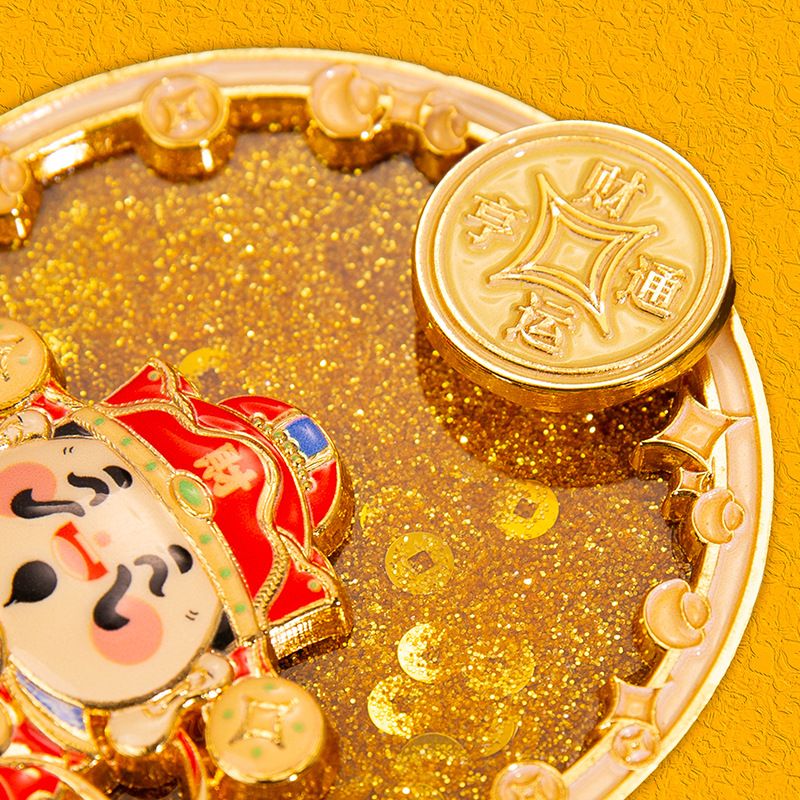 小雕匠财神流沙旋转金属冰箱贴北京上海南京院西安博物馆文创纪念品 赚钱财神爷(铜钱可旋转 )
