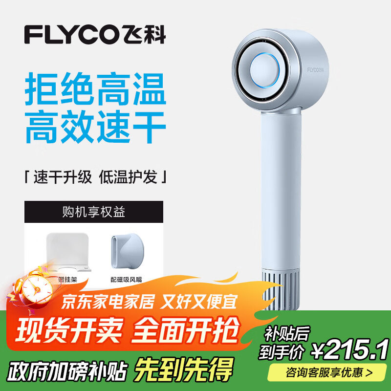 飞科（FLYCO）高速电吹风机生日礼物家用宿舍便携出行必备速干负离子护发大功率银河星环吹风筒FH6371星空灰