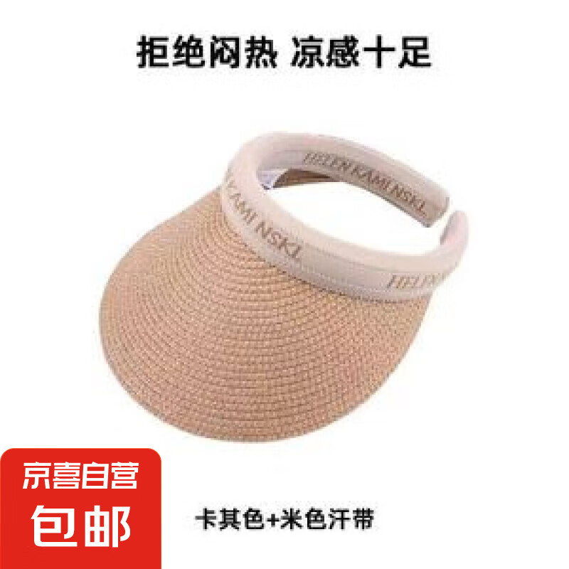 春季兒童防曬帽夏季大帽檐遮陽(yáng)空頂草帽女童寶寶無(wú)頂鴨舌太陽(yáng)帽子 兒童黑膠字母遮陽(yáng)帽-卡其 可調(diào)節(jié)