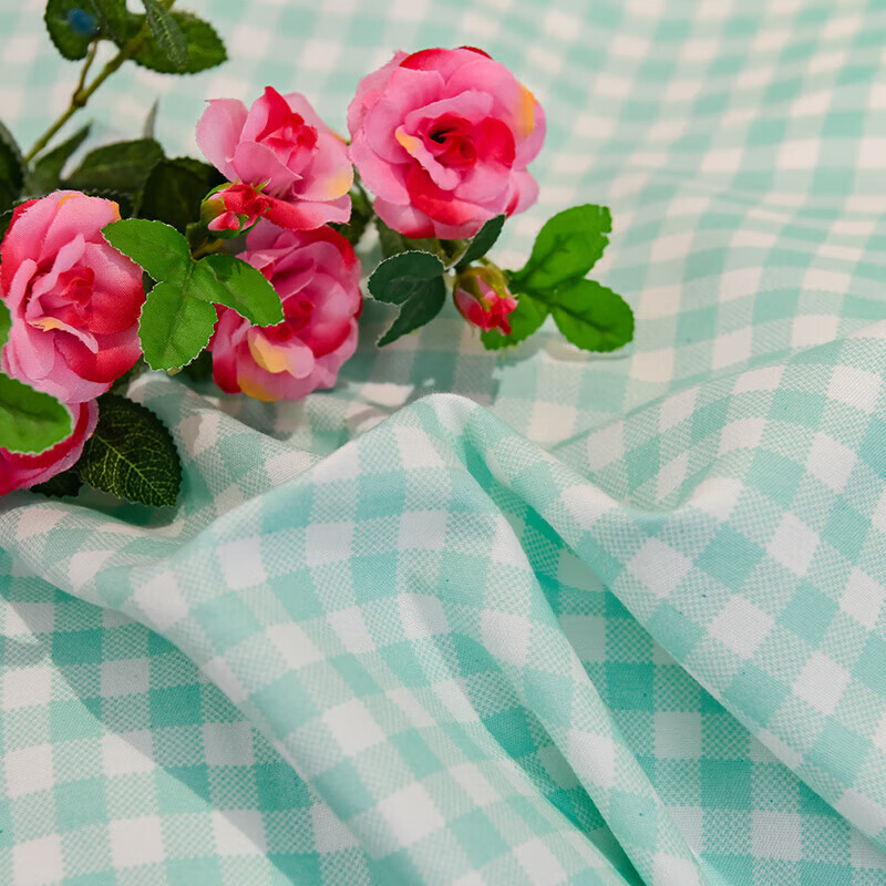 软贝 小清新四件套 透气亲肤 印花卡通简约田园套件被套床单床上用品 朵朵情怀-绿 2.0m 床单款 四件套(被套200*230cm)