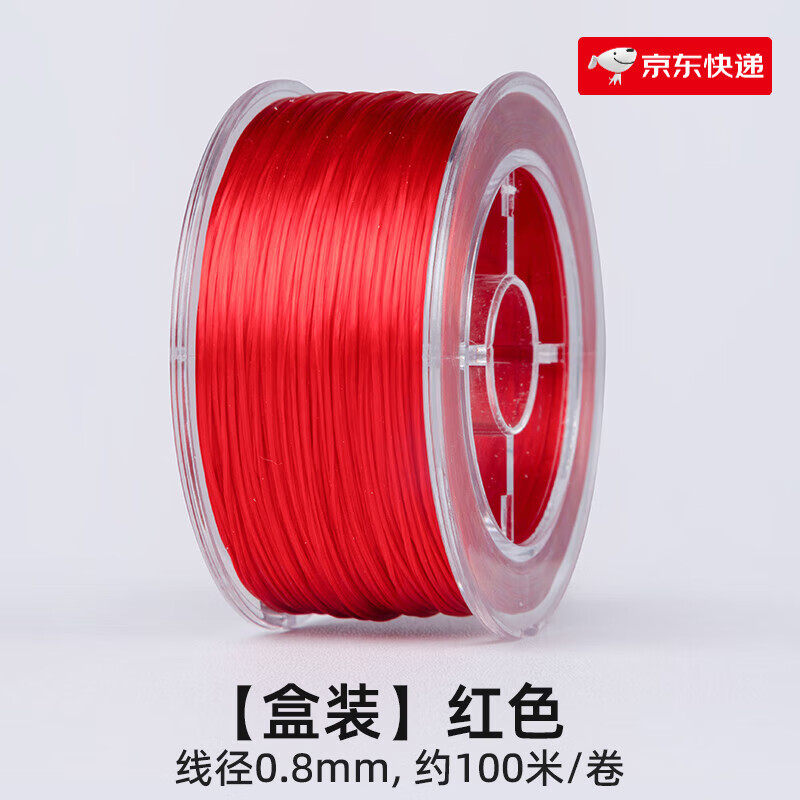 洛蘭美（LUOLANMEI）紅色彈力線手串繩穿水晶珠子的手鏈繩皮筋耐磨松緊線文玩朱砂繩子 紅色_(送穿珠工具)