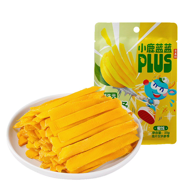 小鹿蓝蓝益生元芒果条 甄选束埔寨玉娇芒 低脂肪低钠放心吃 酸甜有嚼劲 【分享装】一口芒果条25g×1袋