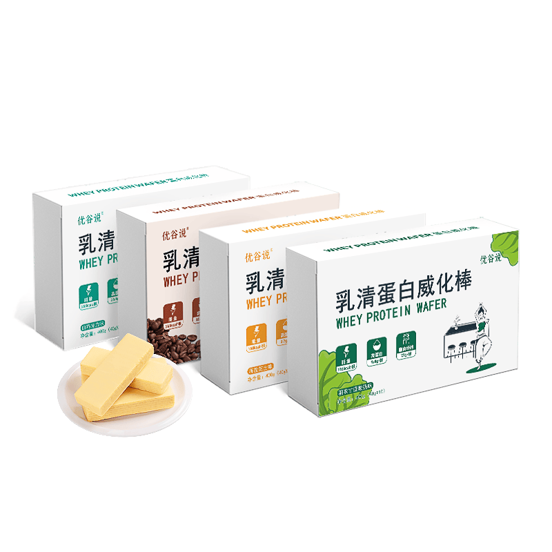 优谷说乳清蛋白威化棒全麦高蛋白孕妇零食补充能量饱腹威化饼干 400g/盒 【全家福】4口味4盒共1600g 京东折扣/优惠券