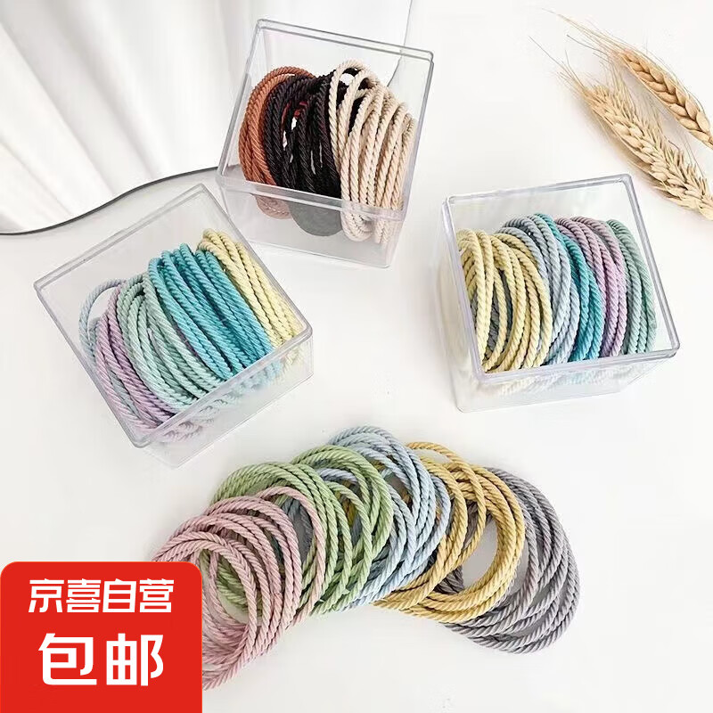 超细皮筋高弹力彩色橡皮筋女高颜值扎头发绳耐用简约不伤发头绳 袋装10根（颜色随机）