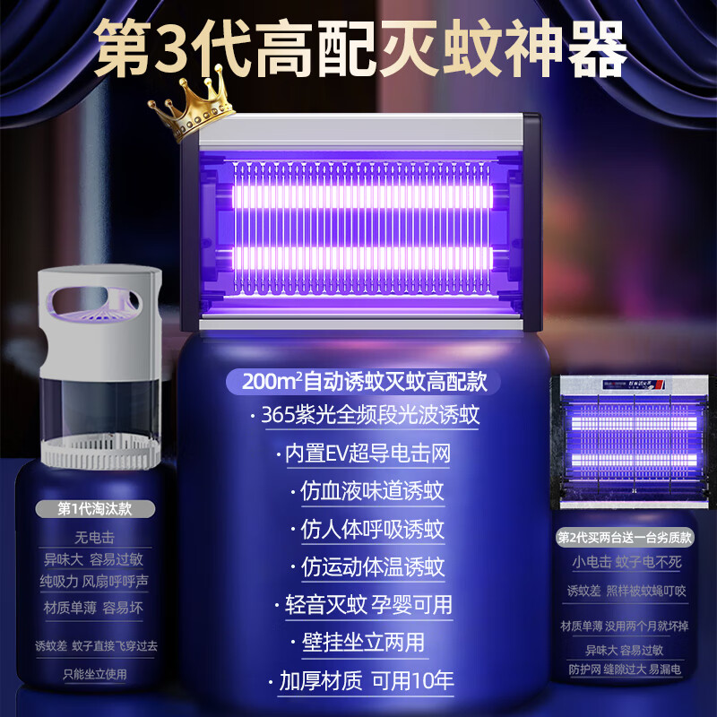 JFHSBS德国灭蚊灯商用家用神器紫外线灭苍蝇神器灯餐厅专用强力室内驱蚊 纳米UV紫光灭蚊-6W覆盖约10-75㎡ 特效灭蚊蝇-连续电击-一触通杀