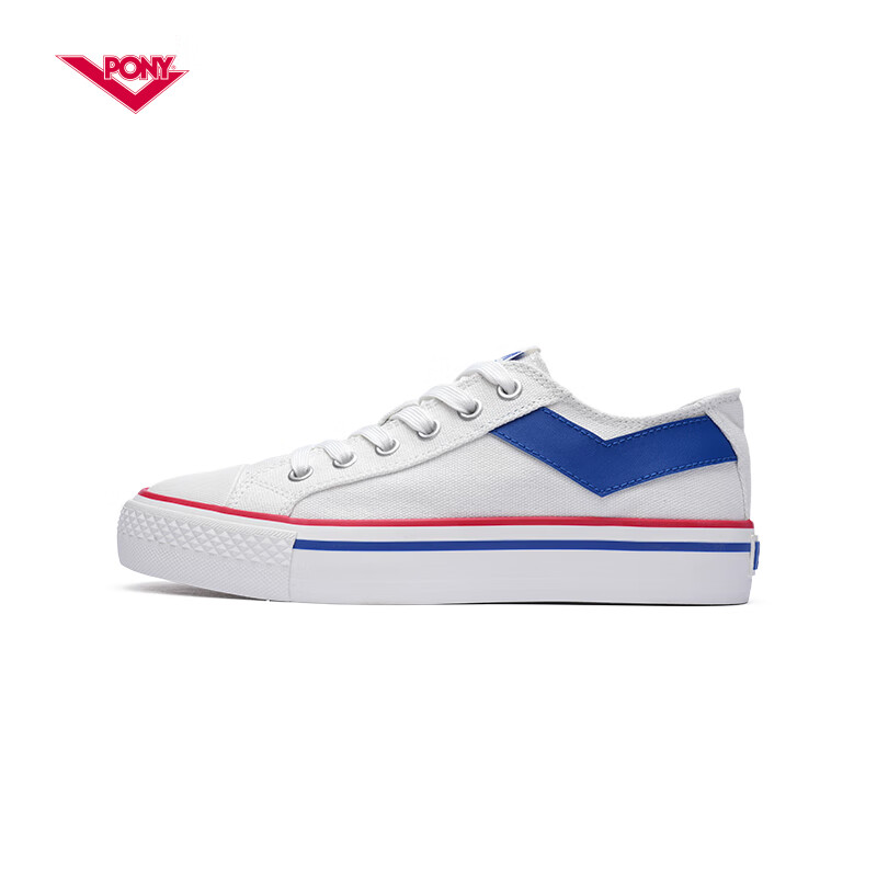 普尼男女鞋春夏經(jīng)典低幫復(fù)古撞色拼接休閑帆布耐磨舒適透氣帆布鞋 白/藍242U1SH03BL 35
