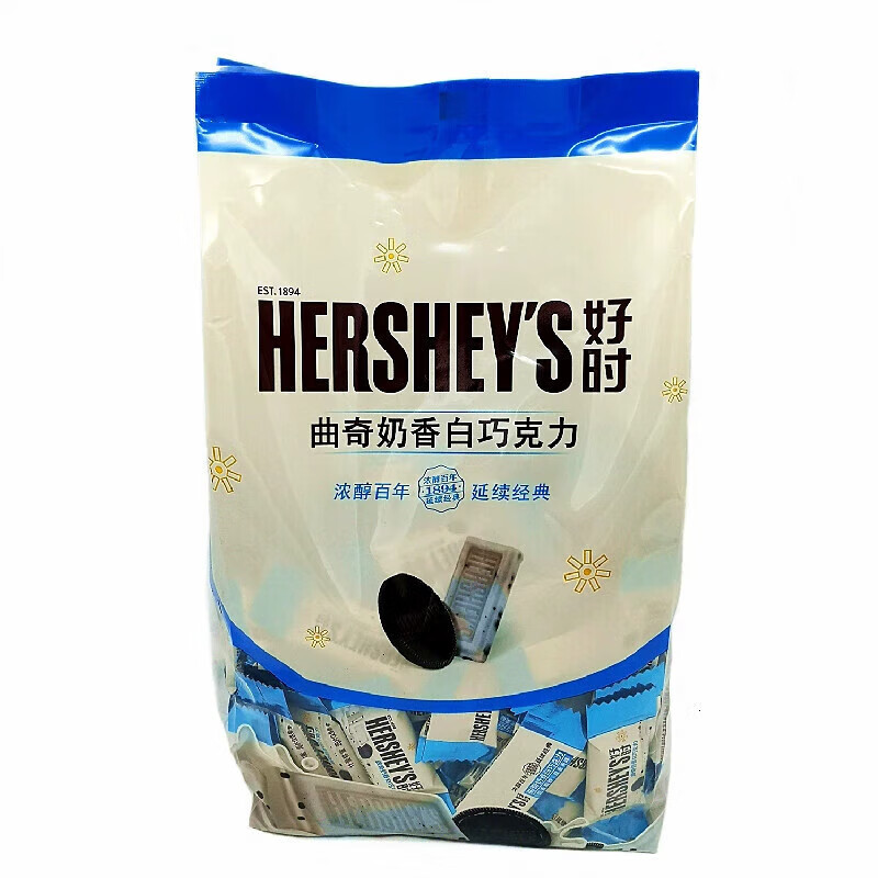 好時Hersheys巧克力HERSHEYS散裝喜糖曲奇白巧克力排塊500g巴旦木結婚 曲奇奶香白巧克力 500g散裝