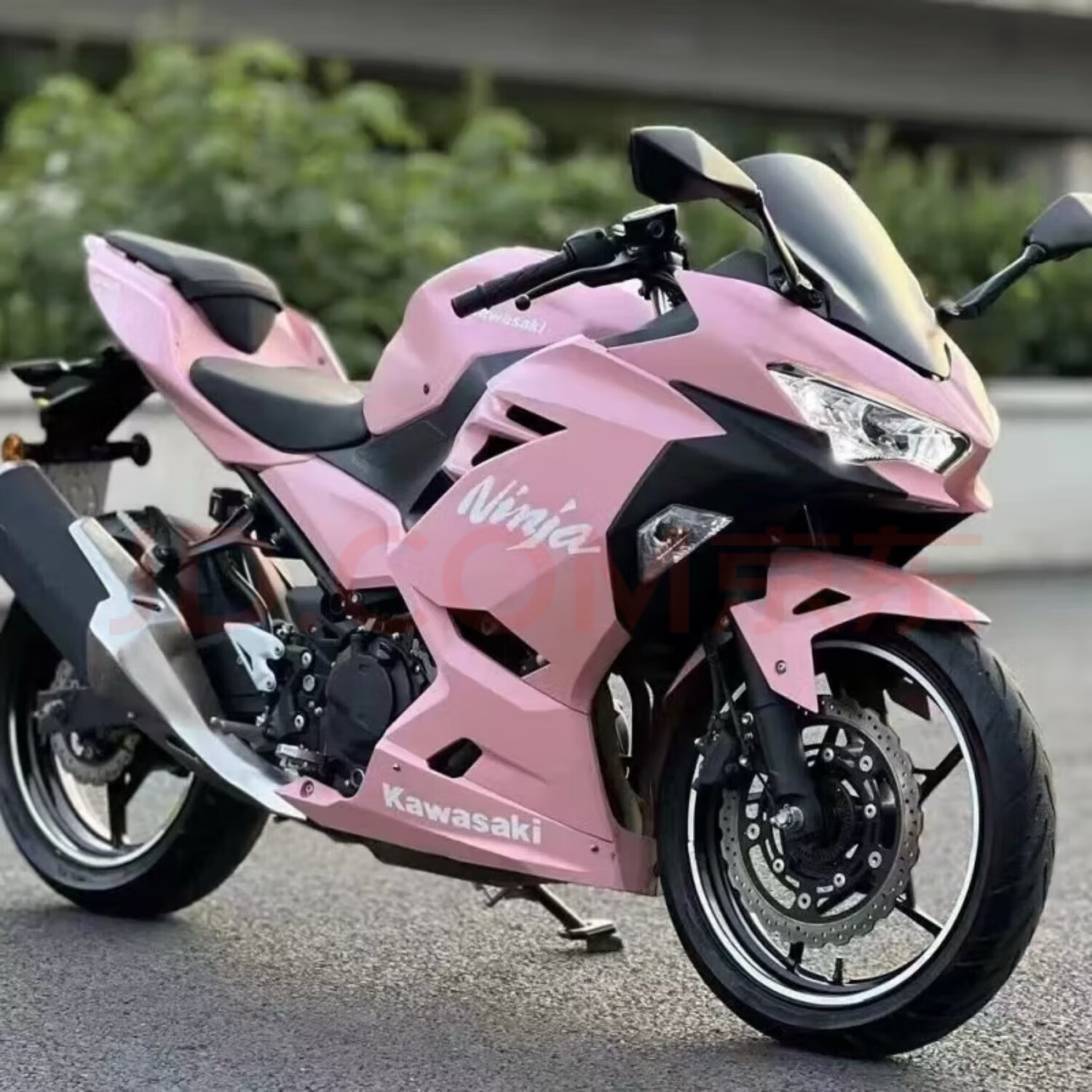 忍者跑车ninja400川崎h2四缸1000cc大牛街跑机车公路赛摩托车 粉色 牌