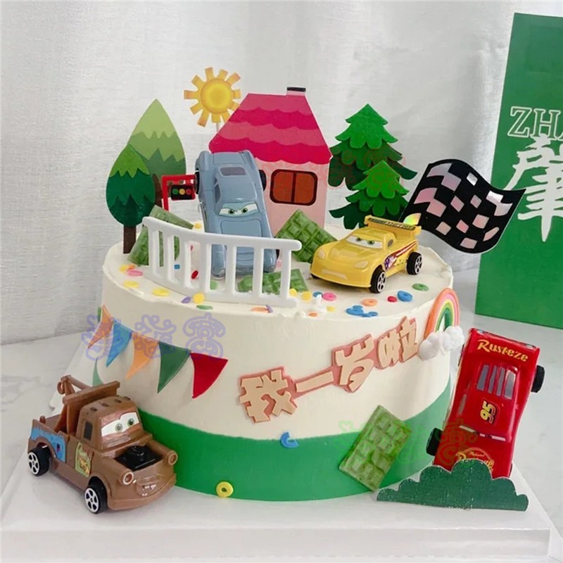 芙滋窝新款汽车总动员生日蛋糕闪电麦昆赛车儿童男孩女孩全国同城配送
