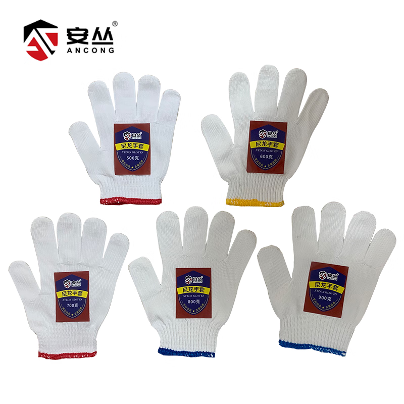 ONE CZ安丛生力军手套劳保尼龙棉线耐磨男女干活劳动加厚棉纱建筑工地 800加厚白尼龙120双 手大推荐 均码