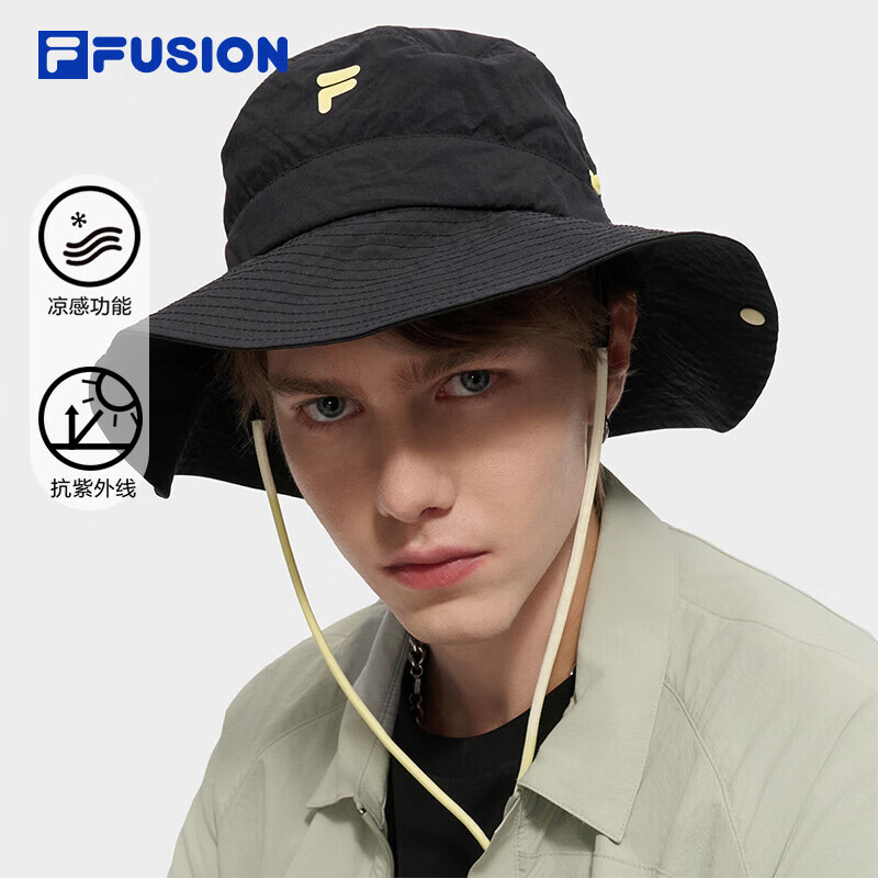 FILA FUSION斐乐潮牌情侣款渔夫帽2025秋季防晒透气遮阳圆帽