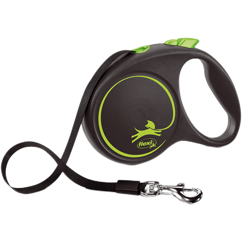福萊希（FLEXI）酷黑系列狗狗牽引繩自動(dòng)伸縮鏈帶狀狗繩M5米 黑/生機(jī)綠