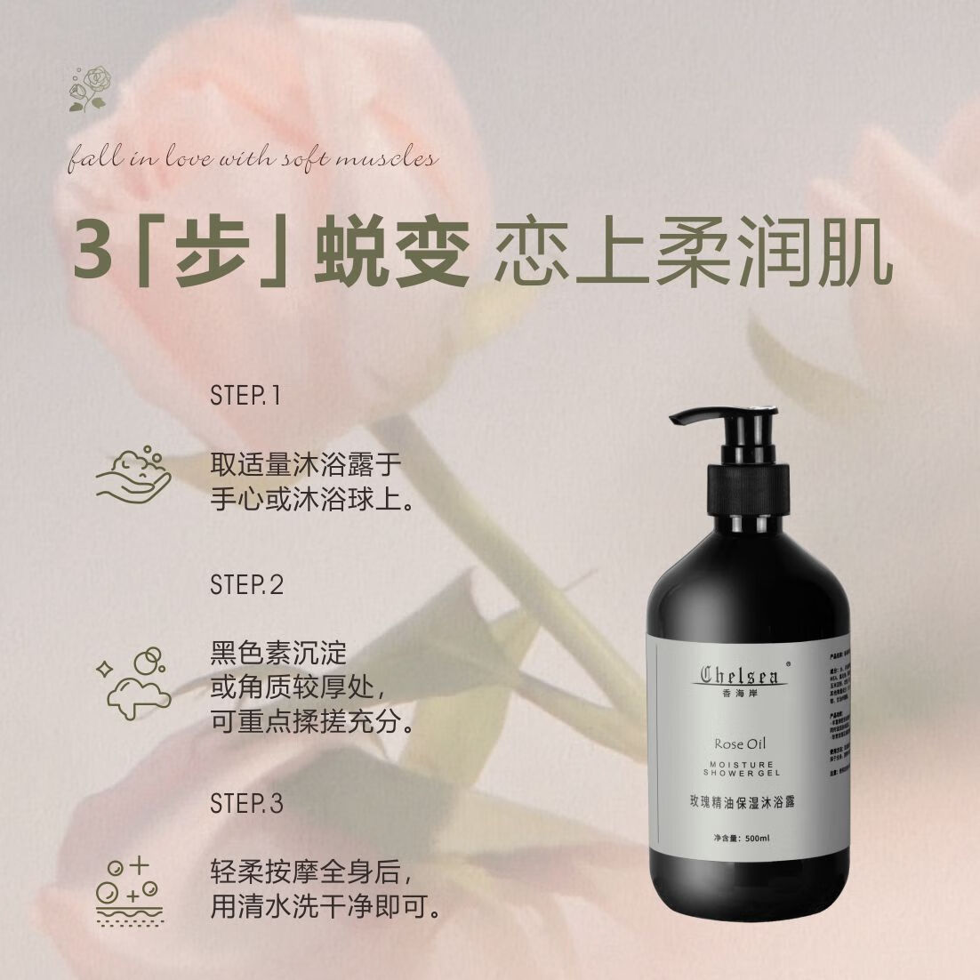 芳香世家香海岸玫瑰精油保湿沐浴露保湿补水滋润持久留香500ml 玫瑰