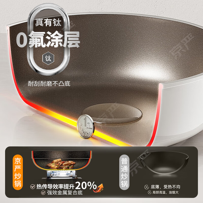 京严炒锅不粘锅煎锅家用小锅煎饼蛋煎烤肉牛排专用电磁炉多炉通用 【深煎锅】煎炒两用28 售后无忧
