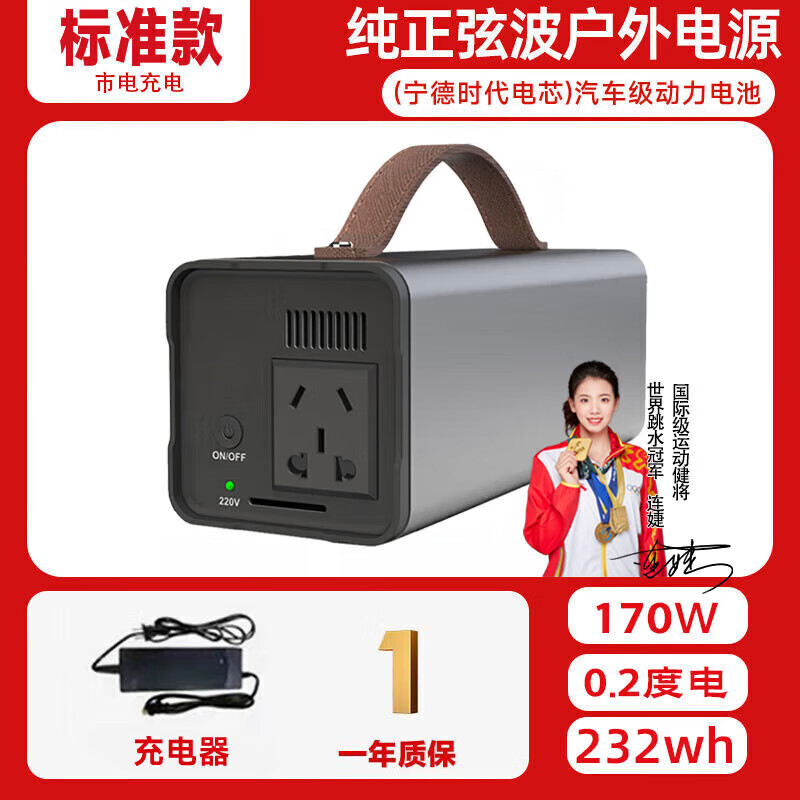 先科（SAST）户外移动电源220v大容量大功率车载家用电源露营直播摆摊专用  0mAh 170W 232Wh 小功率紧急供电/0.