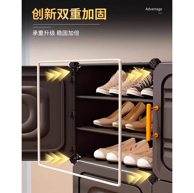 良品主义2025新款鞋柜收纳柜一体靠墙家用室内好看多层入户门口小窄鞋架子 加厚1列3层白-6双大码鞋