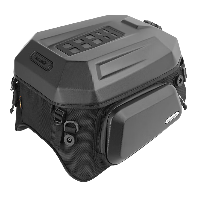 Rhinowalk犀牛漫步摩托车头盔包仿赛后座尾包骑行背包防水机车装备置物收纳 【亚光黑】可放全盔 堡垒系列MFT2310硬壳头盔尾包23L-35L可拓展
