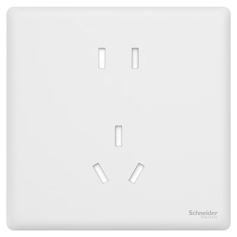 施耐德开关插座面板 珍铂系列丝绒白色  86型插座墙壁开关大面板 五孔插座（新国标）10只装