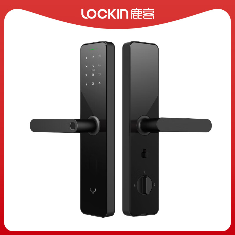 鹿客（lockin）客筆鹿鹿客智能門鎖X1指紋鎖家用防盜門密碼鎖電子門鎖 高端黑